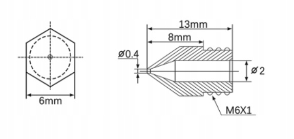 2X Sztuki Oryginalne Dysze Creality 0.6 M6 1,75mm