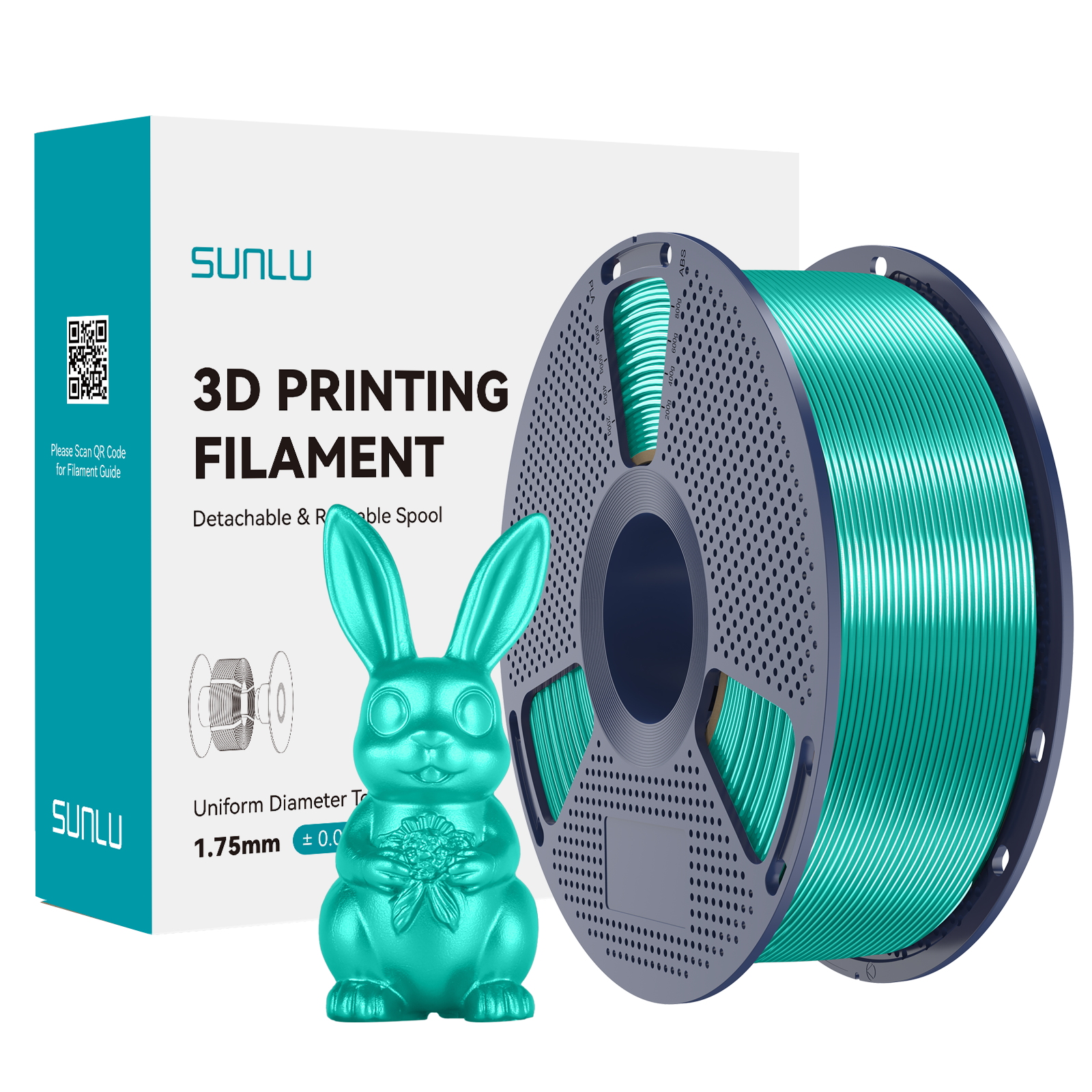Filament SUNLU Silk PLA+ Green Zielony 1kg 1,75mm