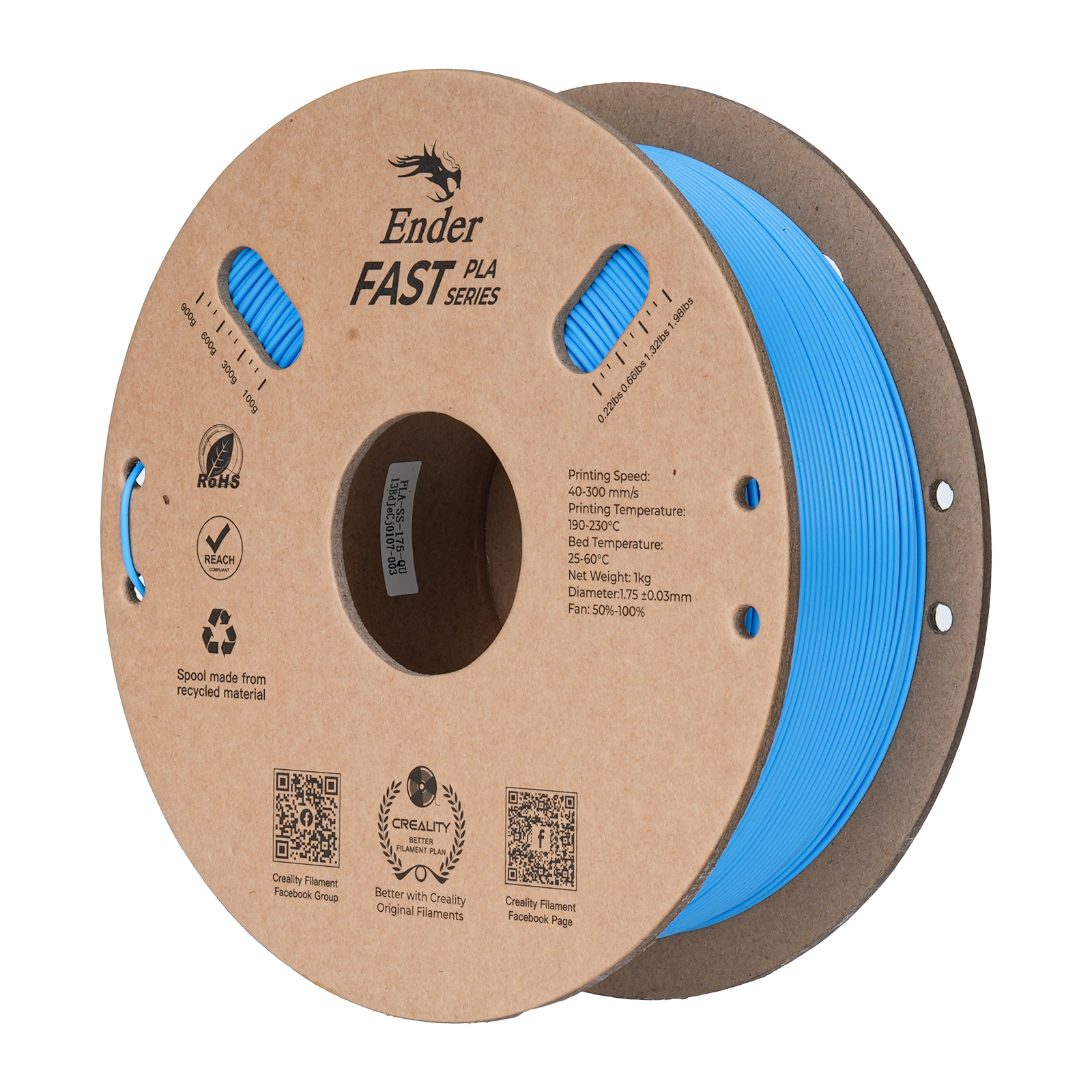 Filament Creality Ender Fast PLA Light Blue Niebieski Jasny 1kg 1,75mm