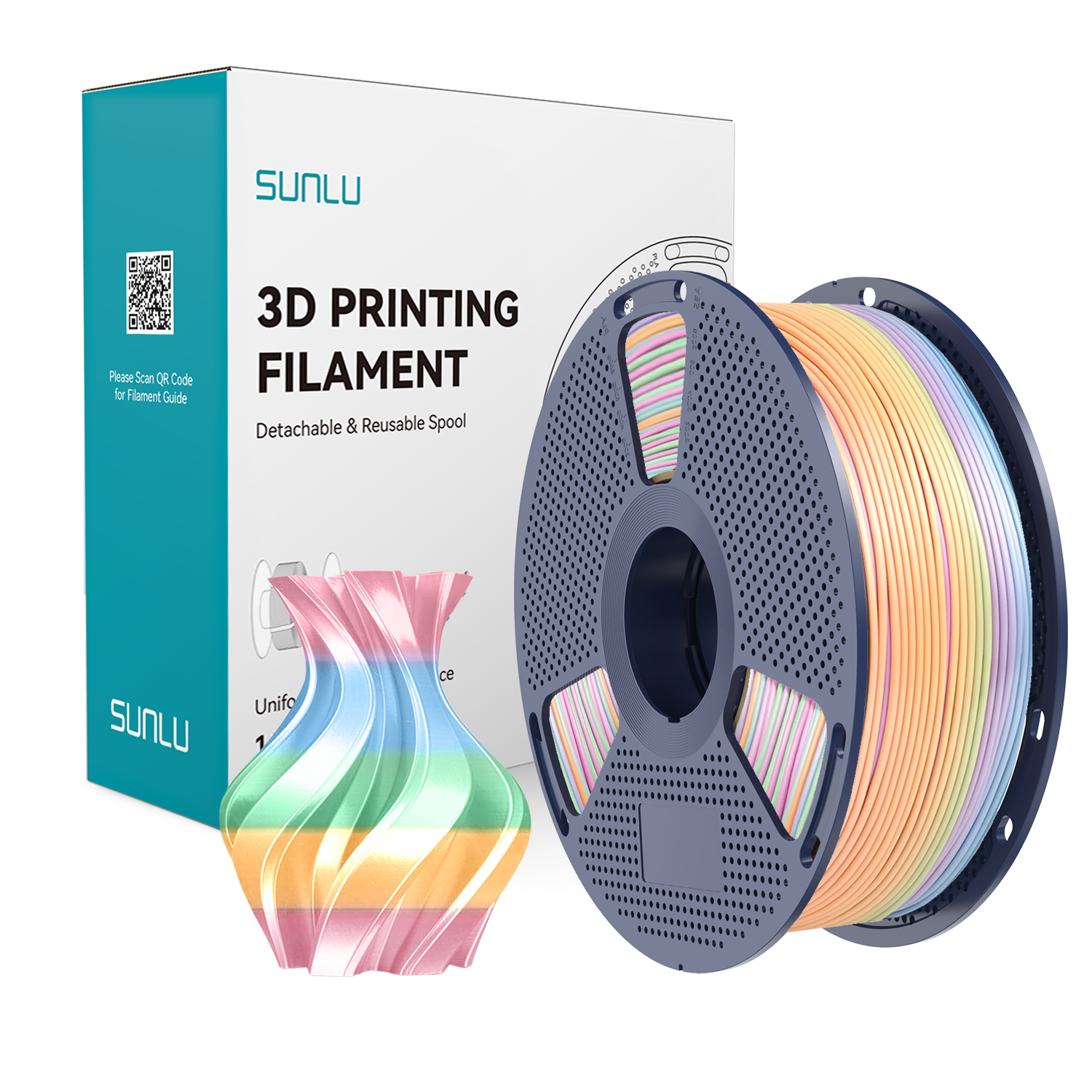 Filament SUNLU Silk PLA+ Rainbow 04 Tęcza 04 1kg 1,75mm