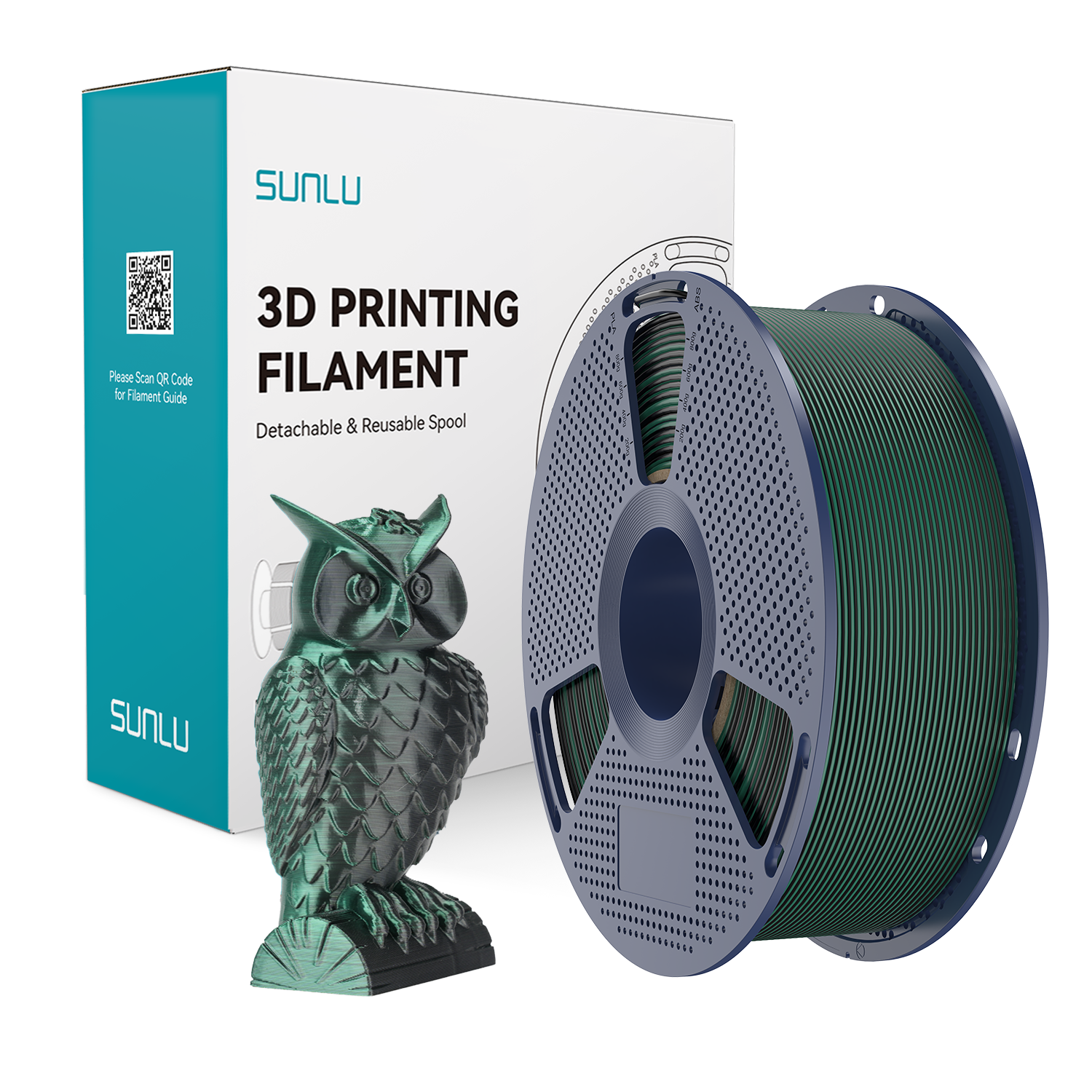 Filament SUNLU Silk PLA+ Dual-color Black Green Czarny Zielony 1kg 1,75mm
