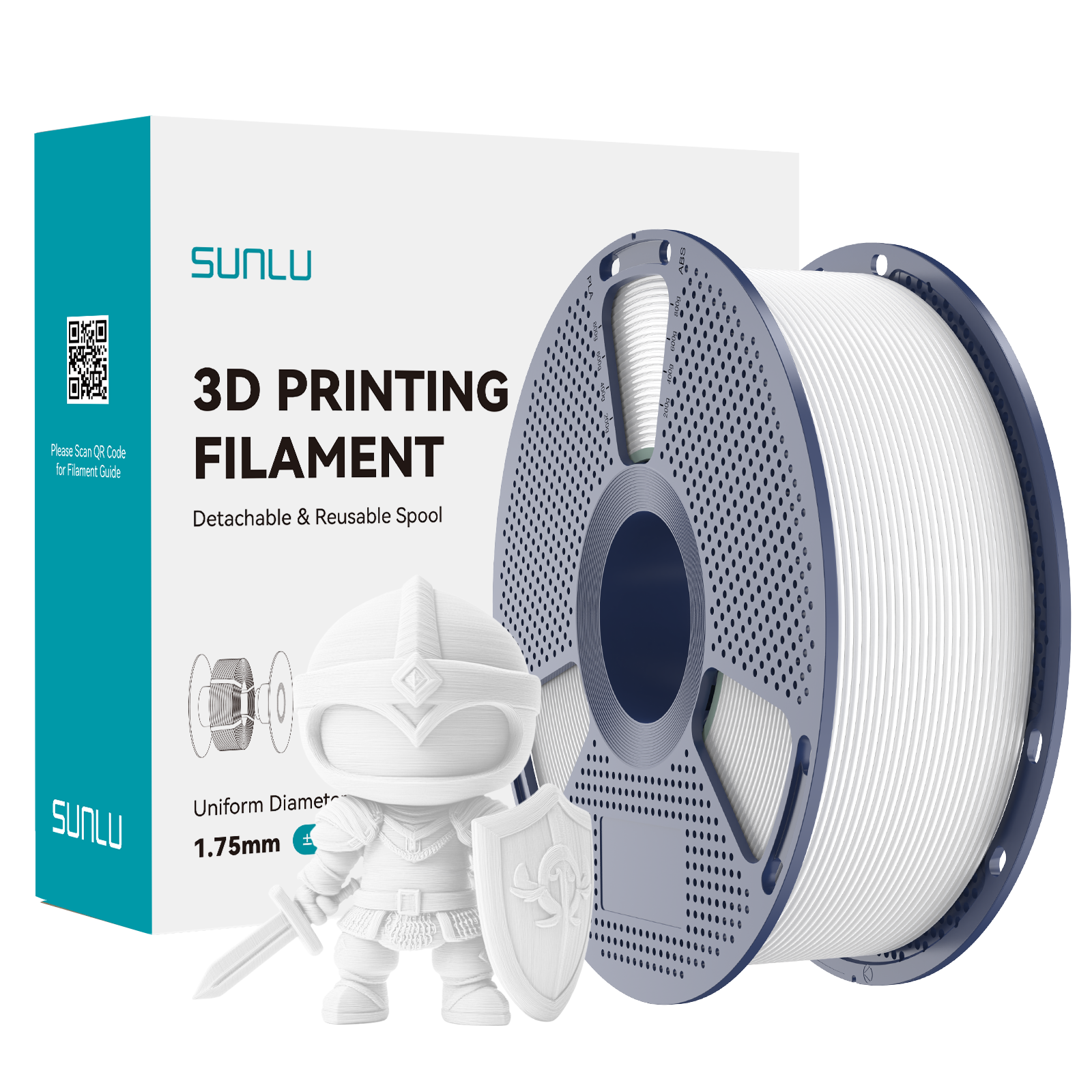 Filament SUNLU PLA+ White Biały 1kg 1,75mm