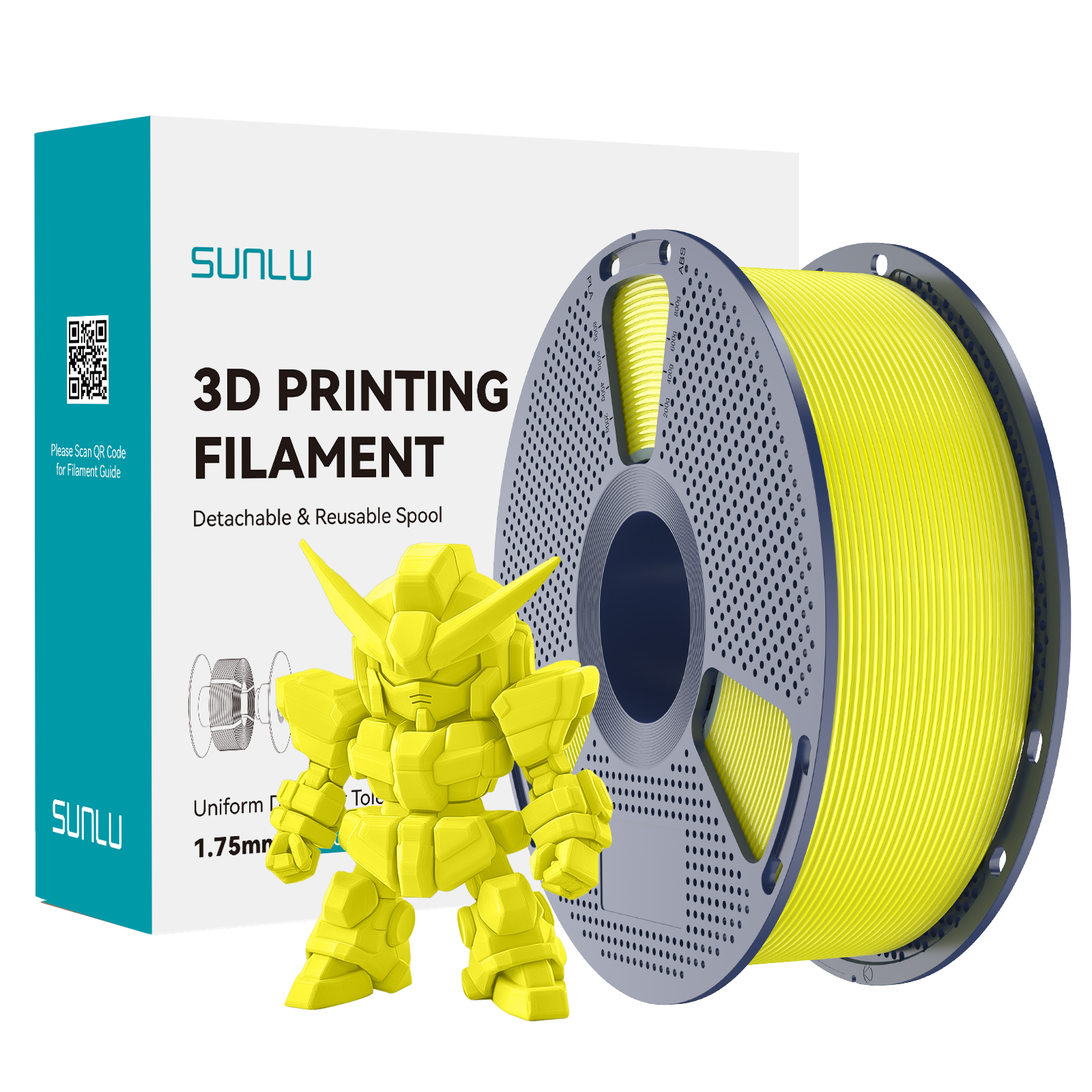 Filament SUNLU Pla+2.0 Yellow Żółty 1kg 1,75mm