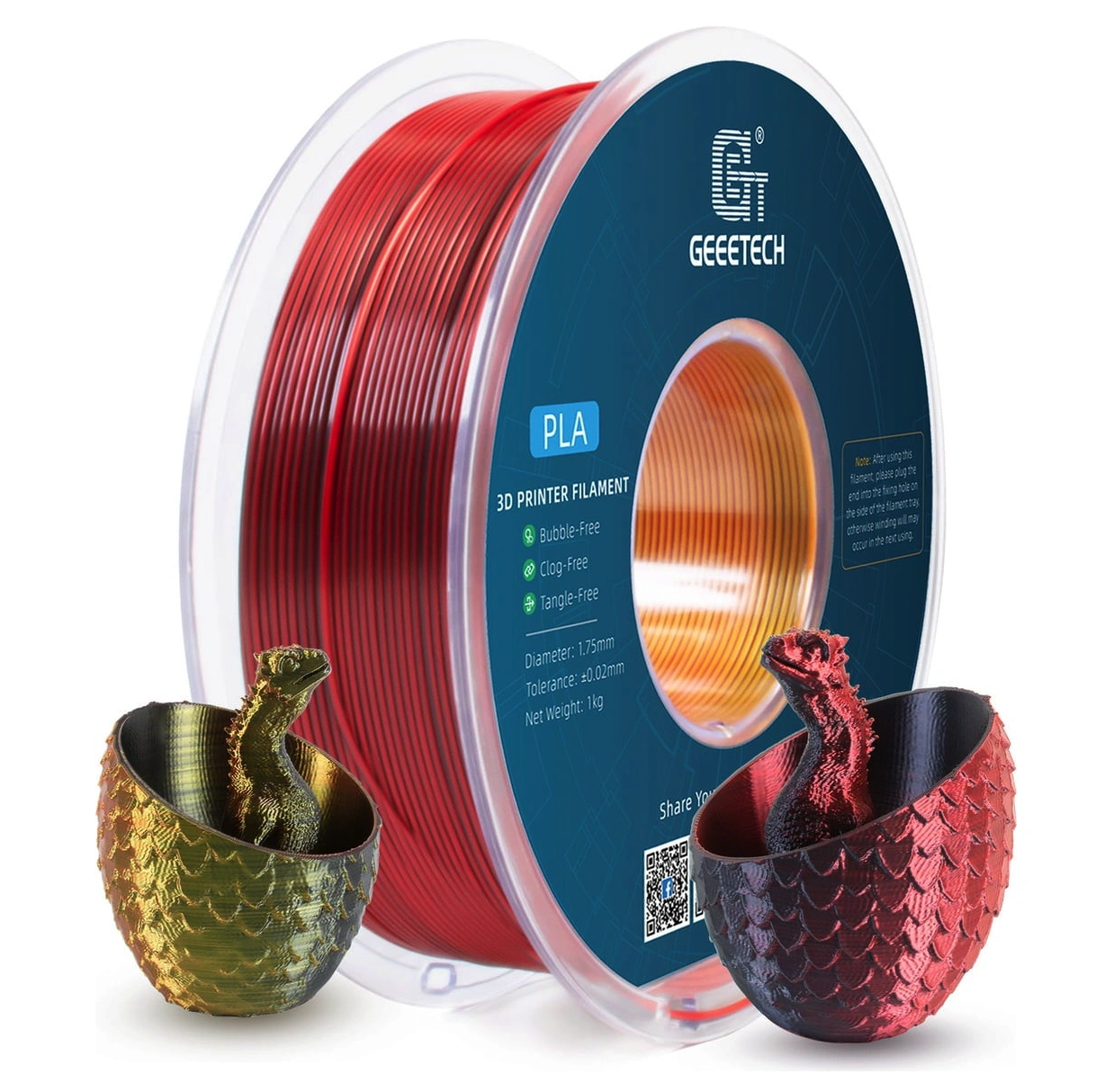 Geeetech Silk PLA Red Gold Black Trójbarwny – zdjęcie produktu