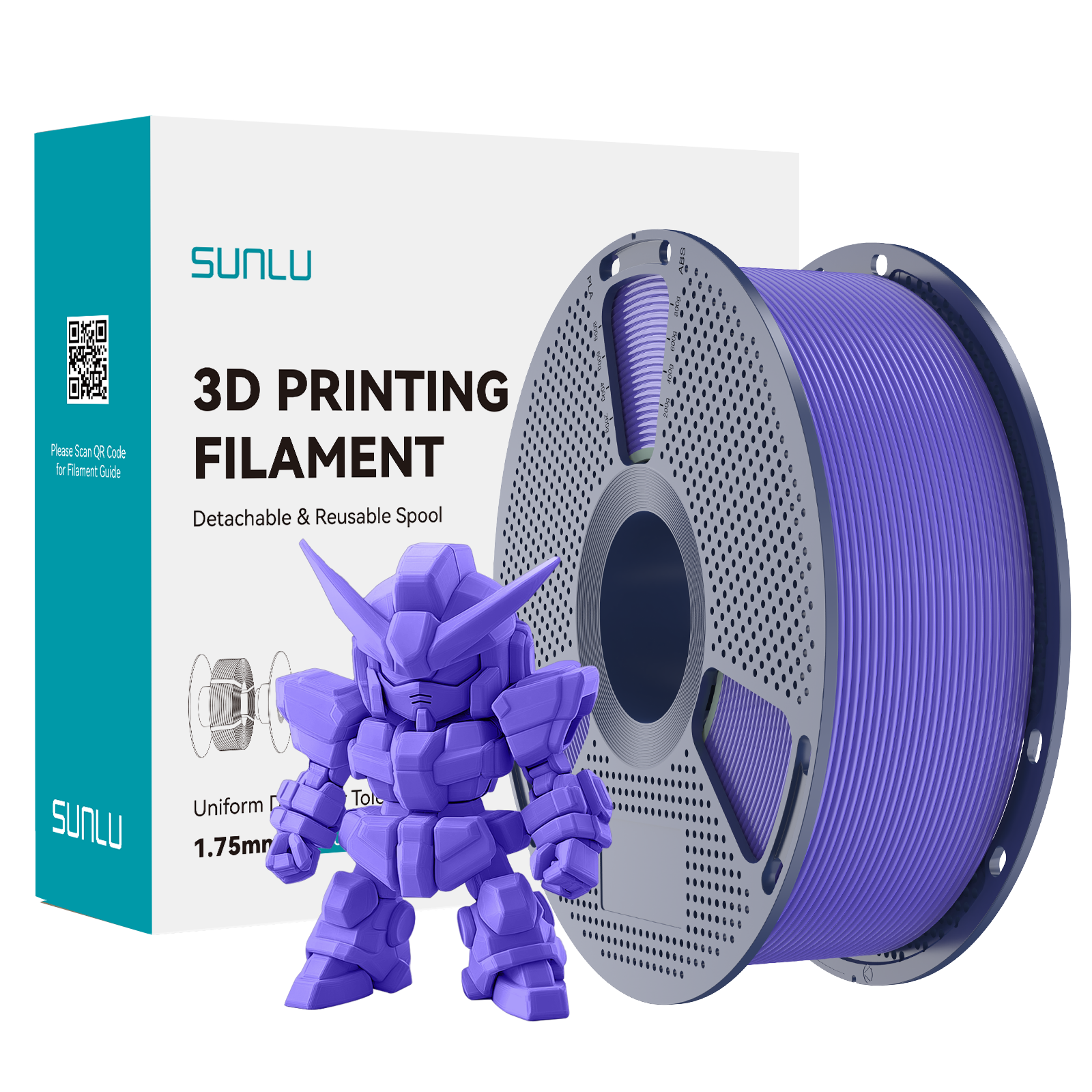 Filament SUNLU Pla+2.0 Lavender Purple Fioletowy Lawendowy 1kg 1,75mm
