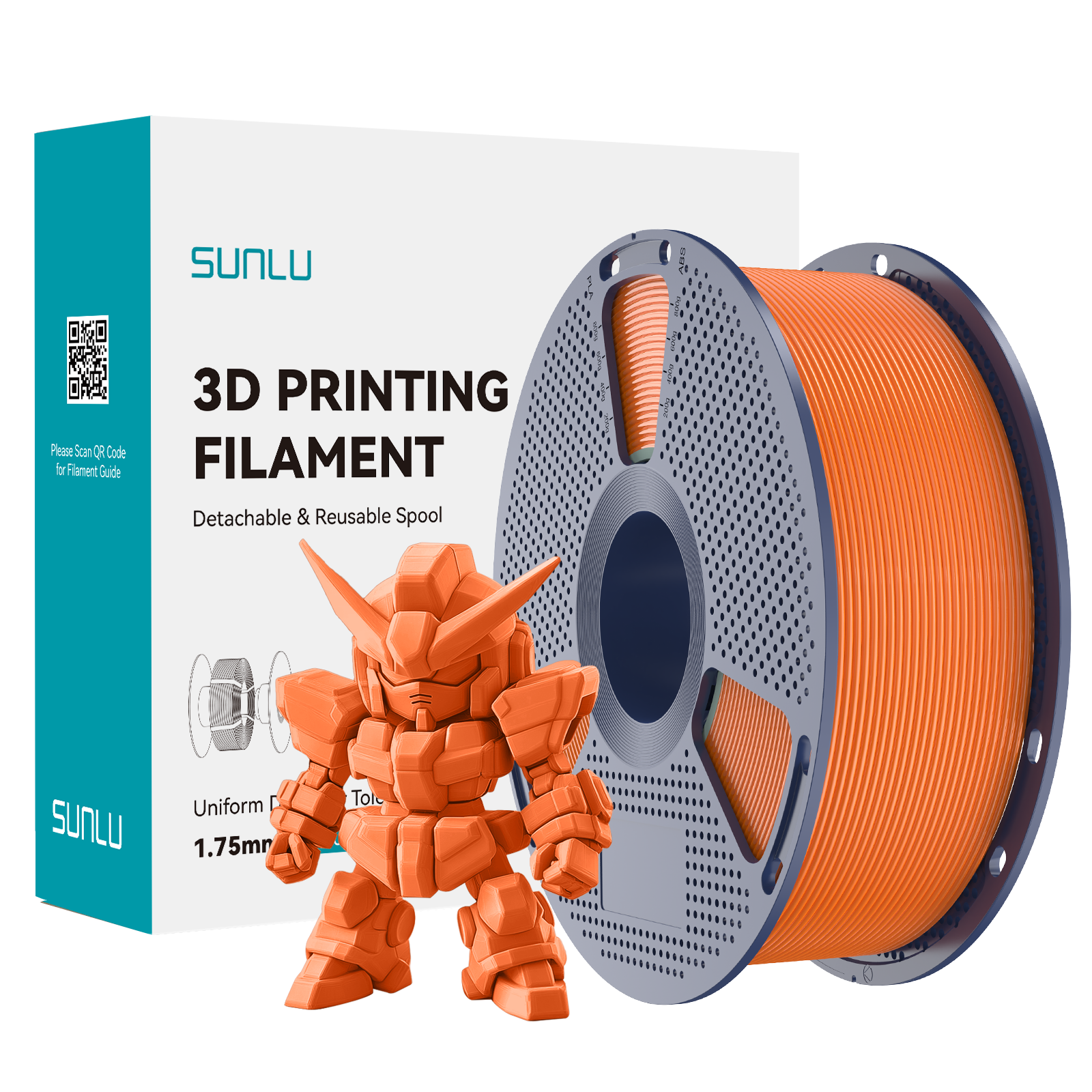 Filament SUNLU Pla+2.0 Sunny Orange Pomarańczowy Słoneczny 1kg 1,75mm