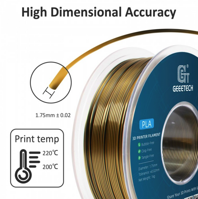FILAMENT GEEETECH PLA DUAL GOLD BLACK ZŁOTO-CZARNY  1,75mm 1KG
