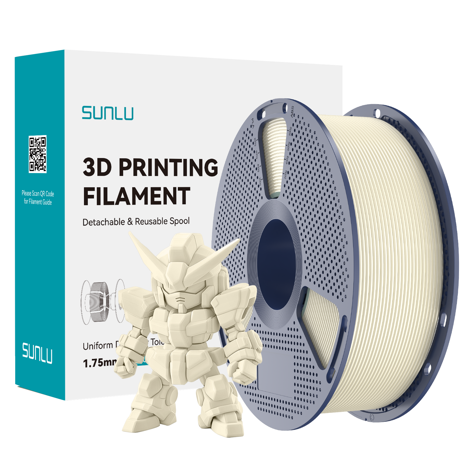 Filament SUNLU Pla+2.0 Bone White Biały Kość Słoniowa 1kg 1,75mm