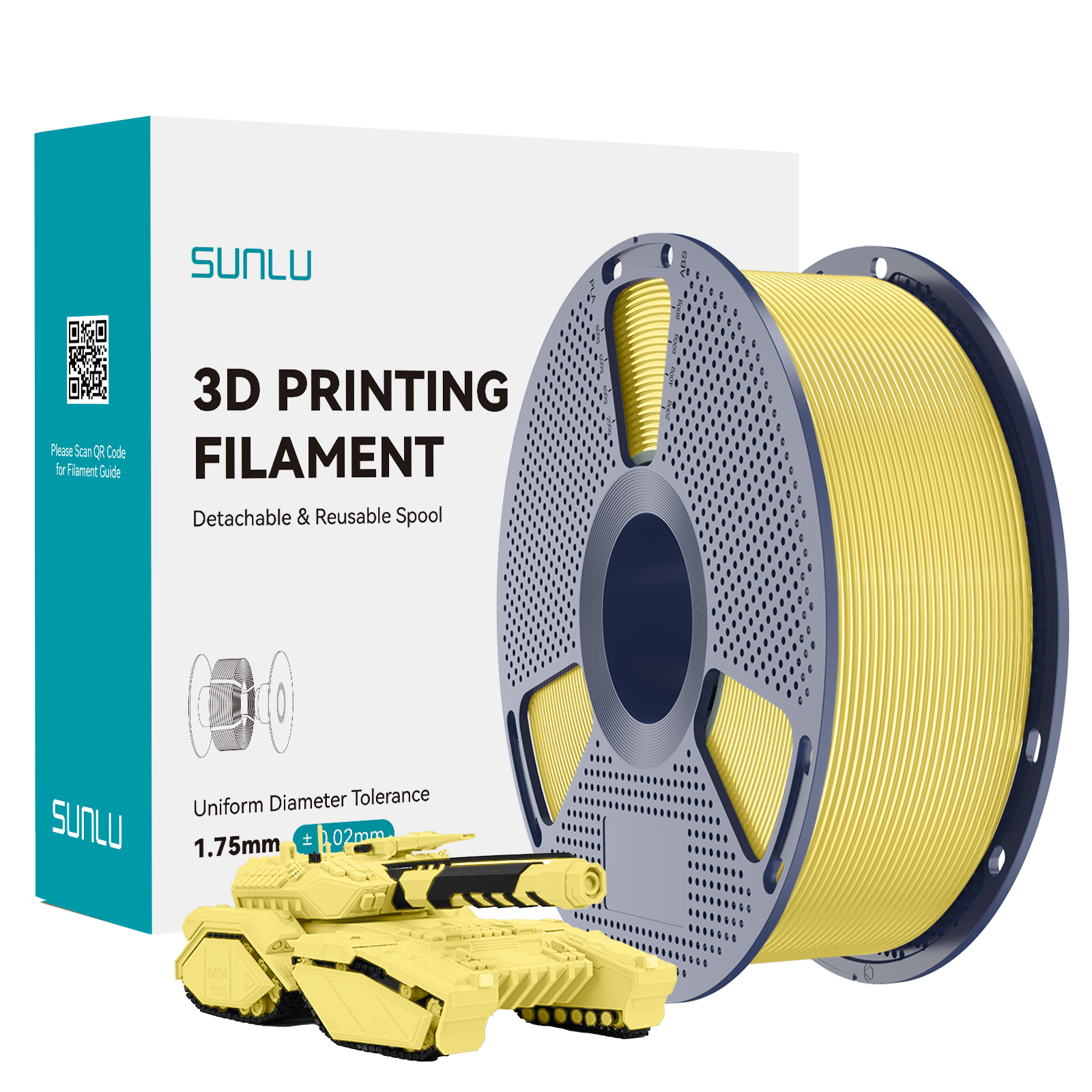 Filament SUNLU PLA Lemon Yellow Żółty Cytrynowy 1kg 1,75mm
