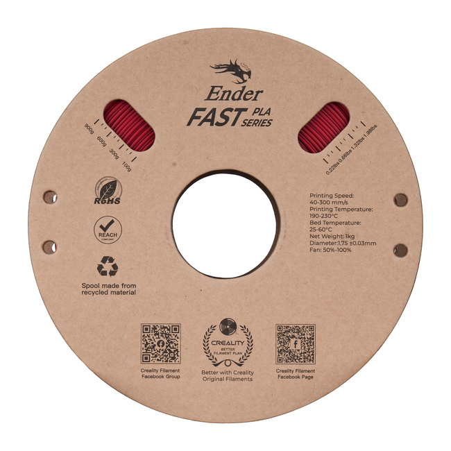 Filament Creality Ender Fast PLA Fire Red Czerwony 1kg 1,75mm