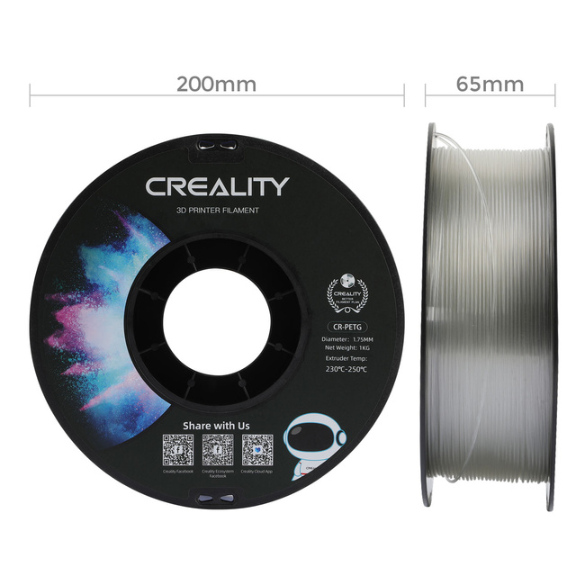 ORYGINALNY FILAMENT CREALITY CR-PETG TRANSPARENTNY PRZEZROCZYSTY 1KG 1,75mm