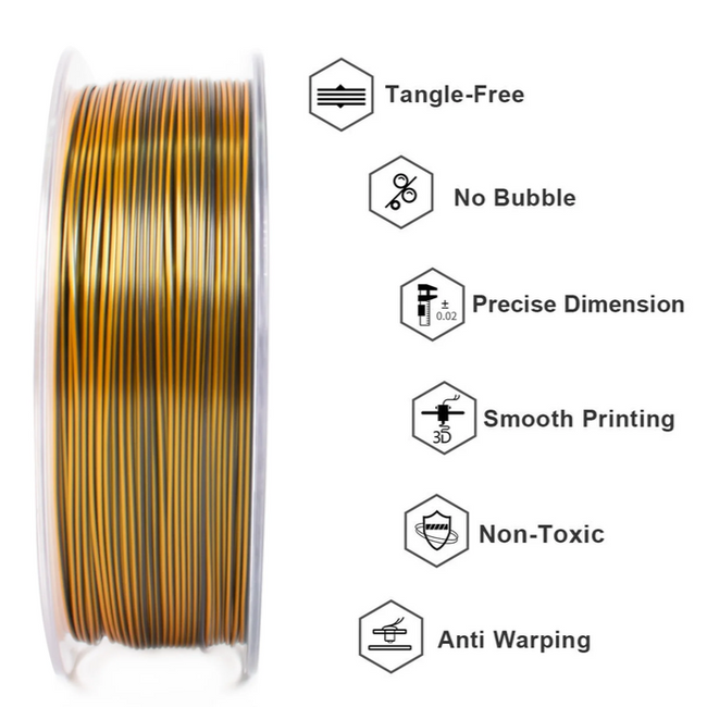 Filament Geeetech Tricolor Silk PLA Purple Gold Black Trójbarwny 1kg 1,75mm