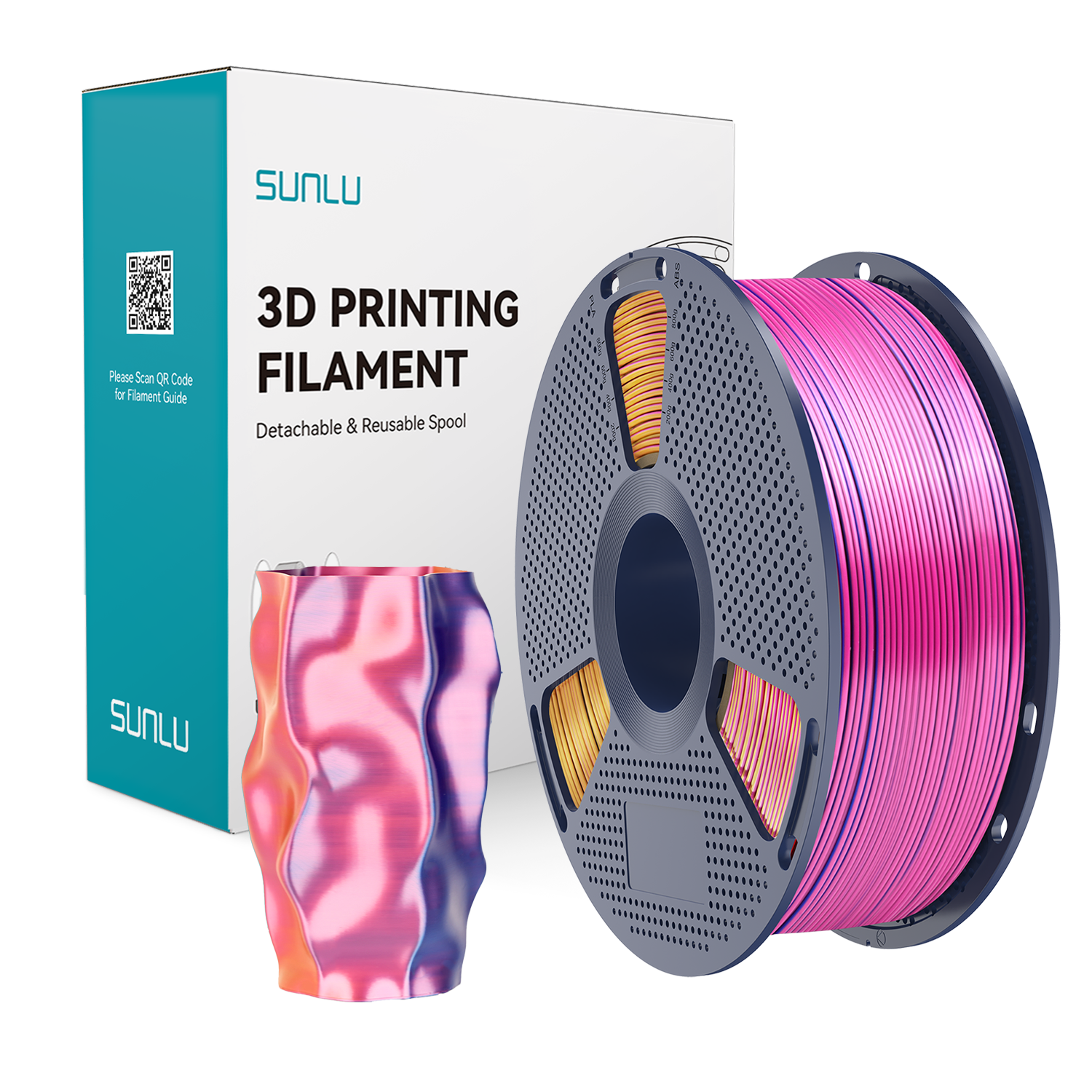 Filament SUNLU Silk PLA+ Tri-color Red Yellow Blue Trójbarwny 1kg 1,75mm