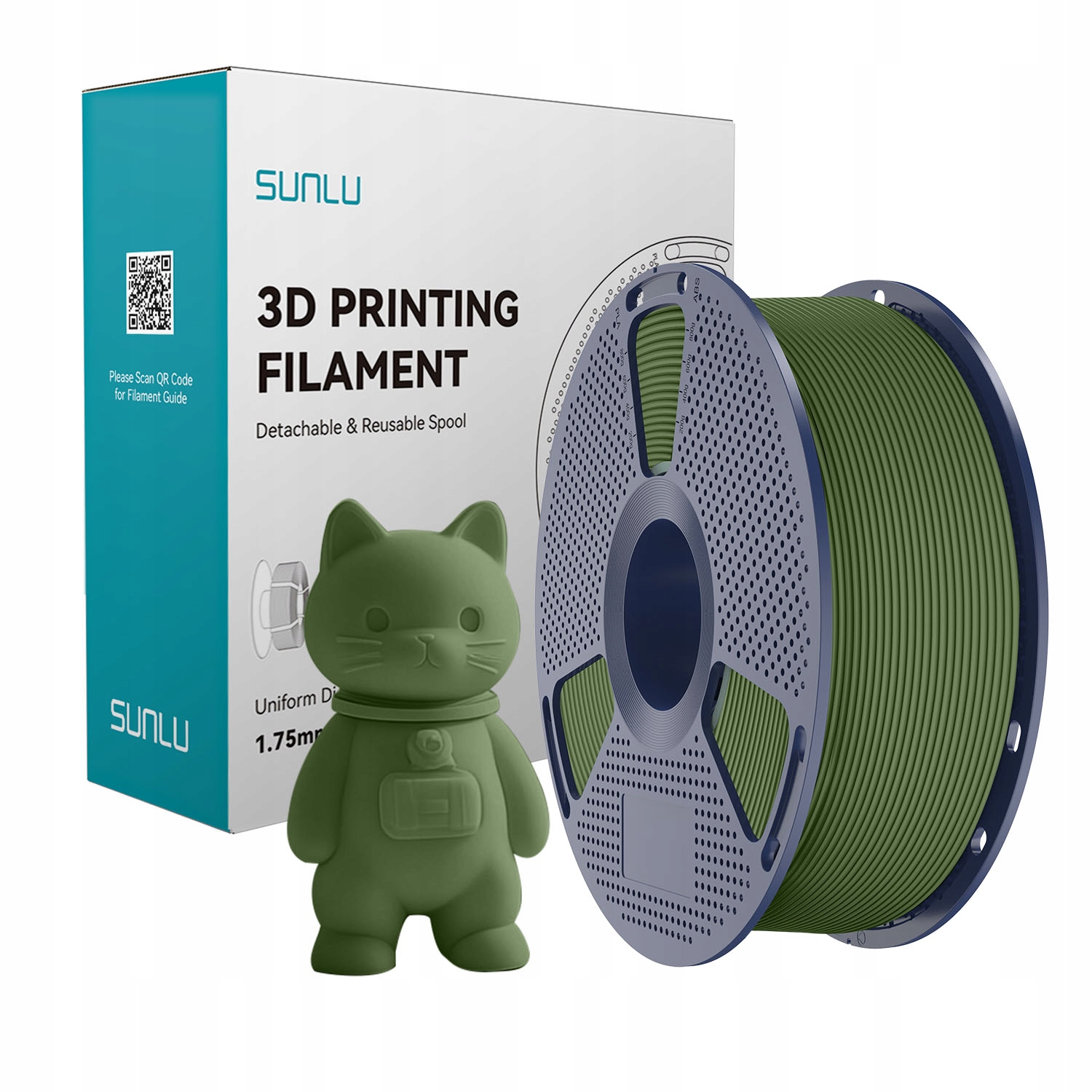 Filament SUNLU PLA Matte Olive Green Zielony Oliwkowy 1kg 1,75mm