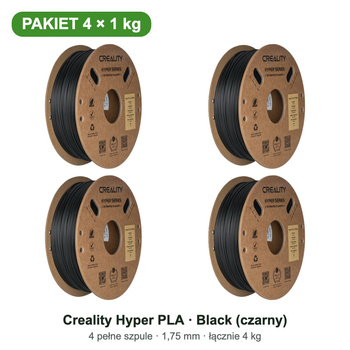 Creality Hyper PLA Black — pakiet 4 × 1 kg, 1,75 mm