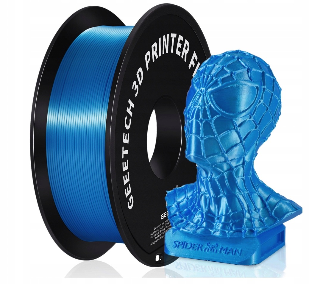 Filament Geeetech Silk PLA Sky Blue 1.75mm 1kg - błękitny, jedwabisty połysk