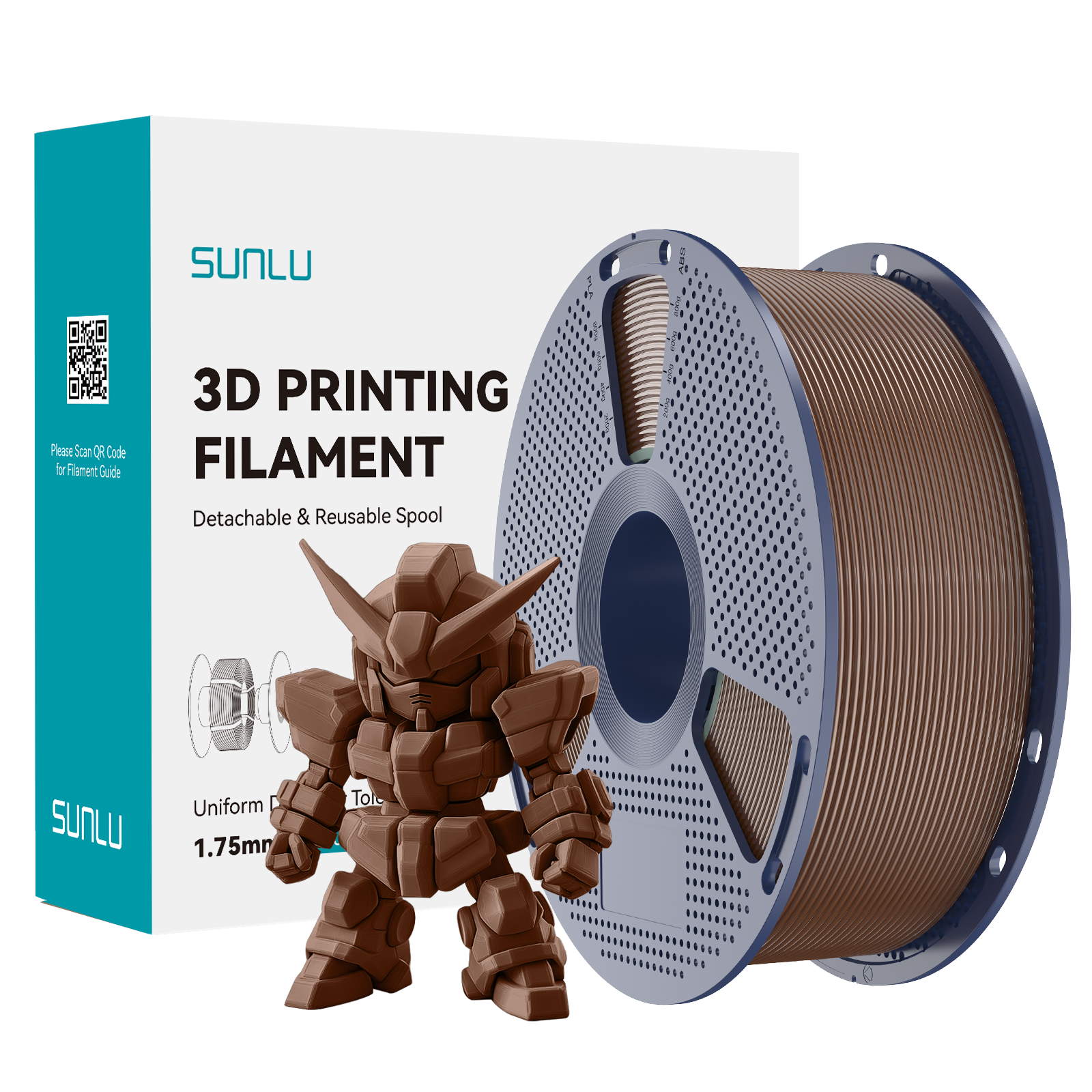 Filament SUNLU Pla+2.0 Coffee Brown Brązowy Kawowy 1kg 1,75mm