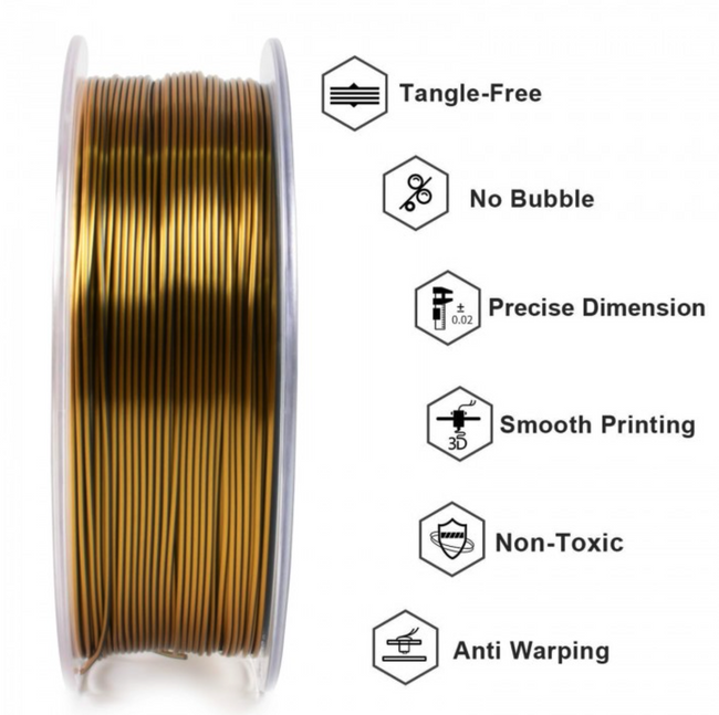 FILAMENT GEEETECH PLA DUAL GOLD BLACK ZŁOTO-CZARNY  1,75mm 1KG