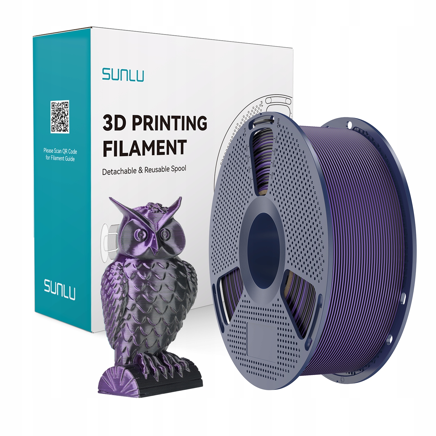 Filament SUNLU Silk PLA+ Dual-color Black Purple Czarny Fioletowy 1kg 1,75mm