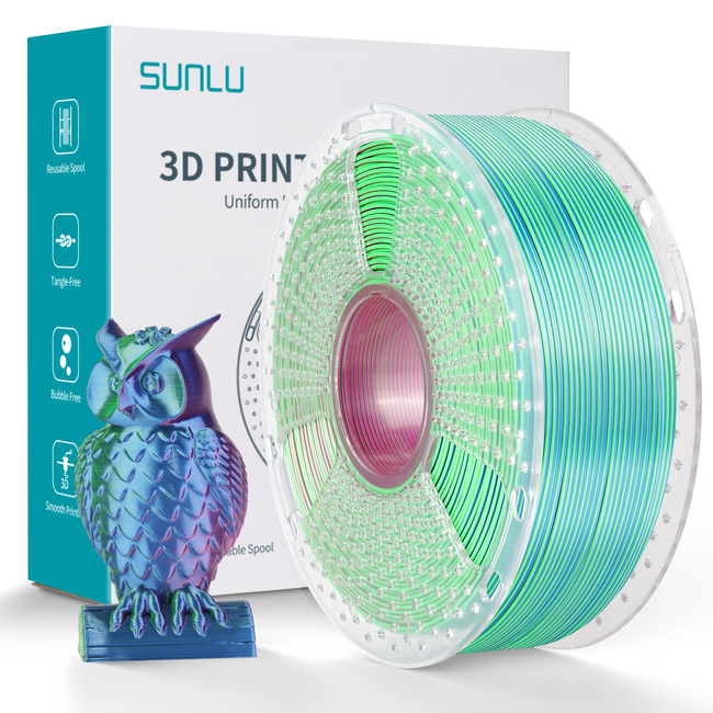 Sunlu PLA+ SILK TRICOLOR BLUE GREEN PURPLE NIEBIESKI ZIELONY FIOLETOWY 1kg