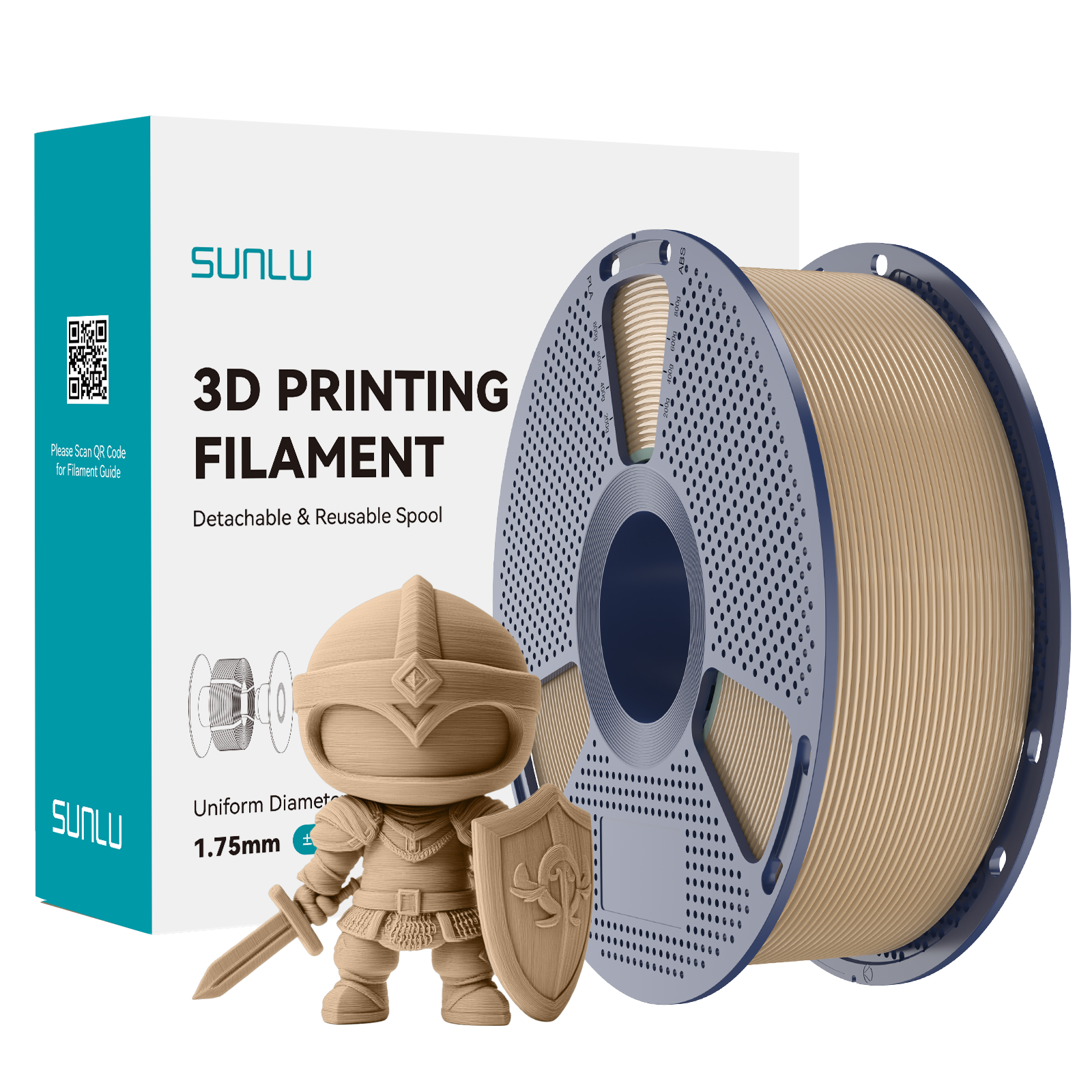 Filament SUNLU PLA+ Oak Brązowy Dębowy 1kg 1,75mm