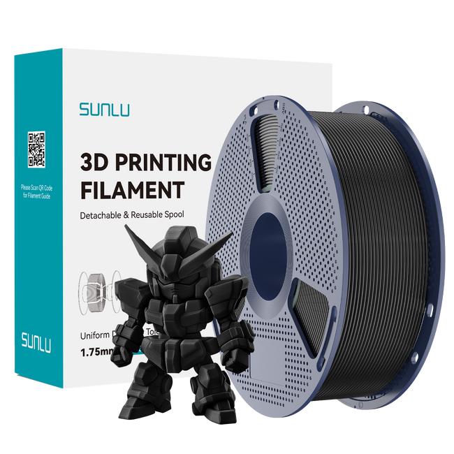 FILAMENT SUNLU PLA+ 2.0 CZARNY BLACK 1KG