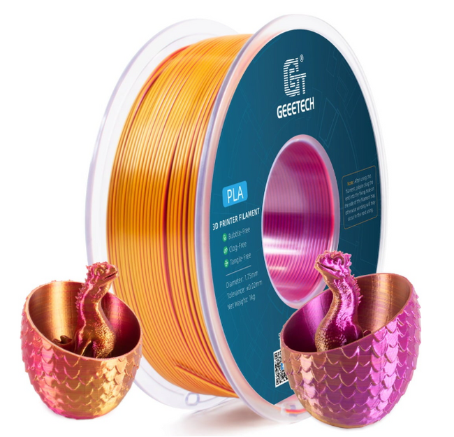 GEEETECH FILAMENT PLA SILK RED GOLD PURPLE CZERWONY ZŁOTY FIOLETOWY DUAL