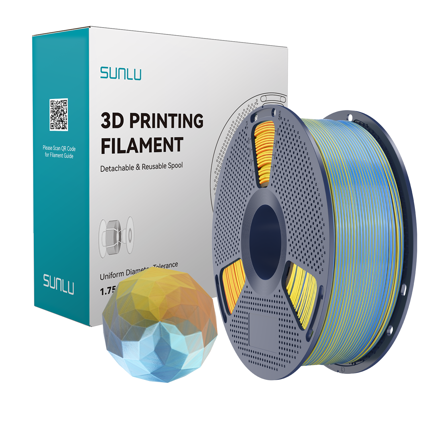 Filament SUNLU Silk PLA+ Four-color Blue Purple Orange Yellow 1kg 1,75mm