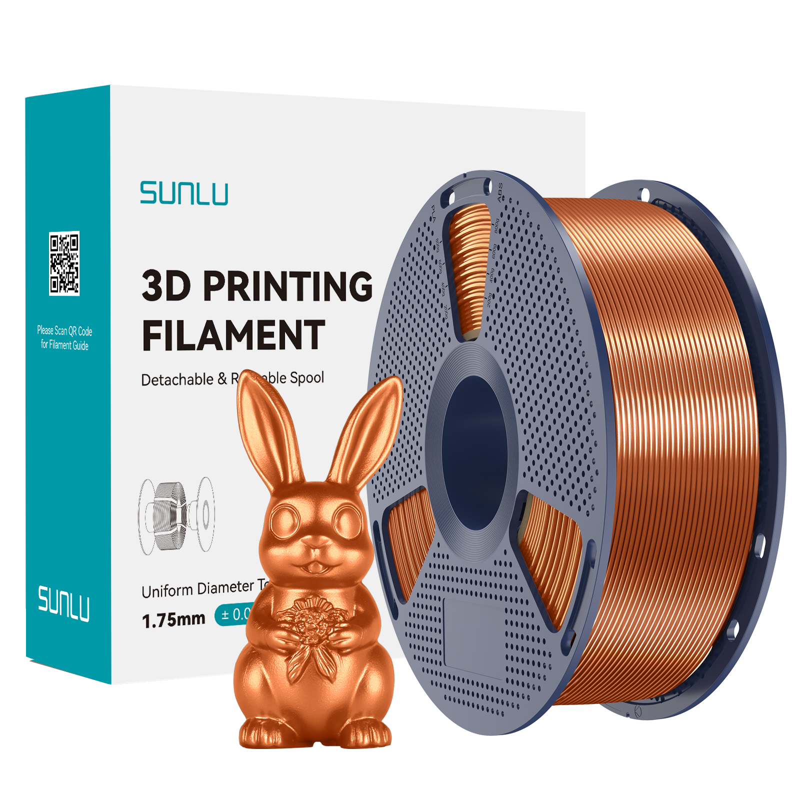 Filament SUNLU Silk PLA+ Red Copper Miedziany 1kg 1,75mm