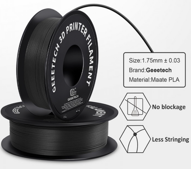 FILAMENT GEEETECH PLA MATTE BLACK CZARNY MAT  1,75mm 1KG