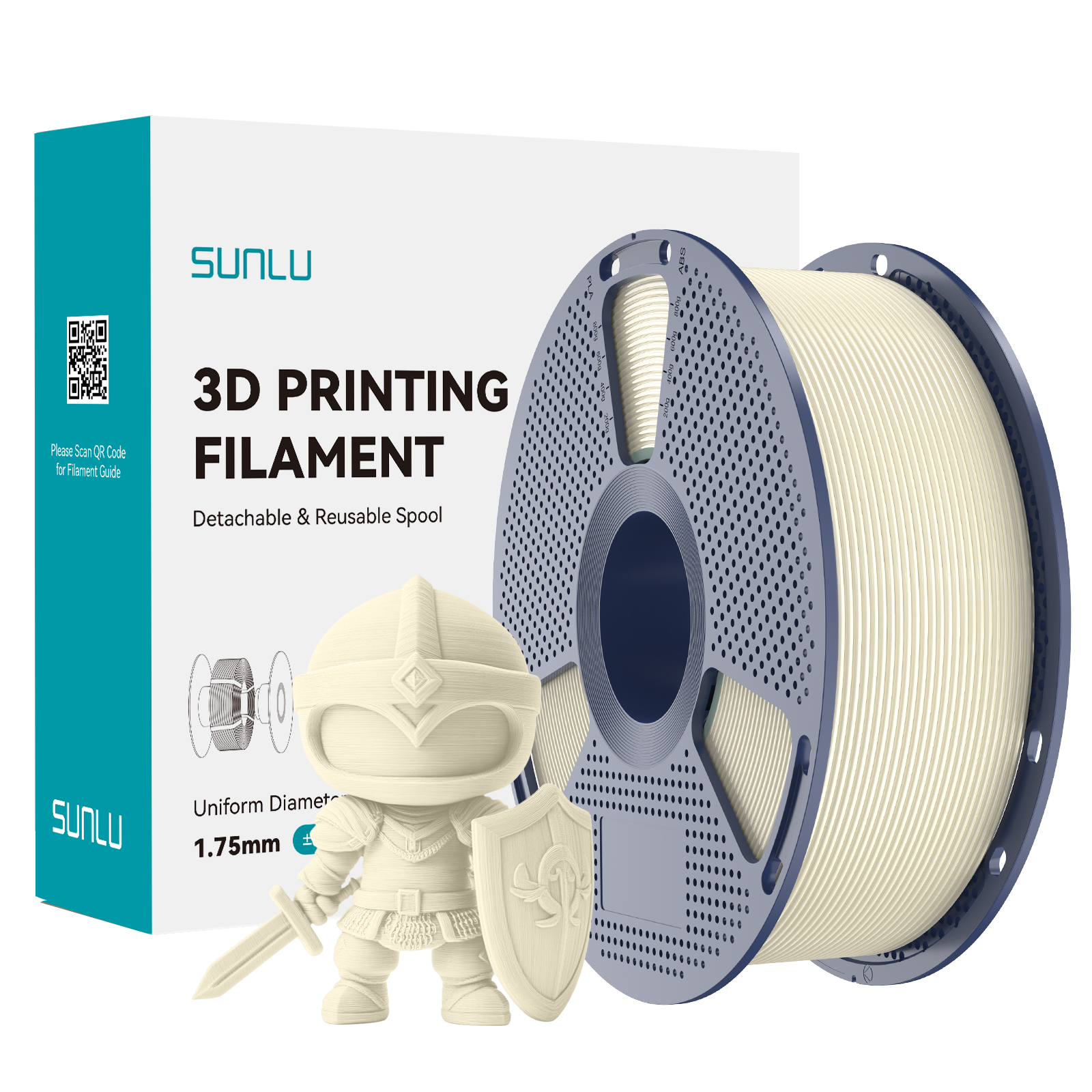 Filament SUNLU PLA+ Bone White Biały Kość Słoniowa 1kg 1,75mm