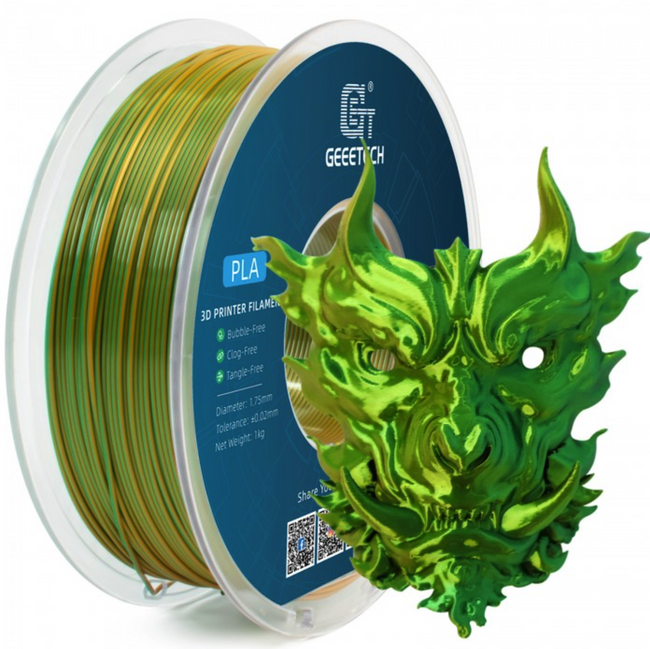 Filament Geeetech Dual Color Silk PLA Yellow Green Żółty Zielony 1kg 1,75mm
