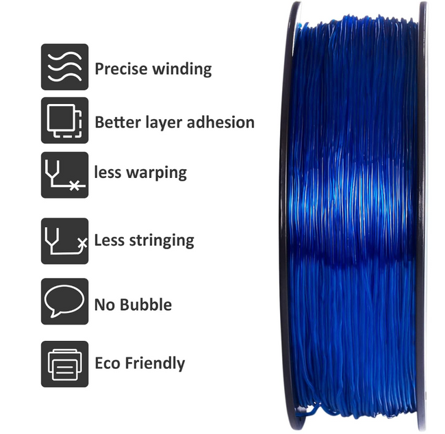FILAMENT GEEETECH TPU BLUE TRANSPARENTNY NIEBIESKI 1,75mm 1KG