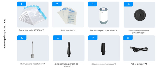 Creality Zestaw Worki Próżniowe Na Filament 8 Szt + Automatyczna Pompka