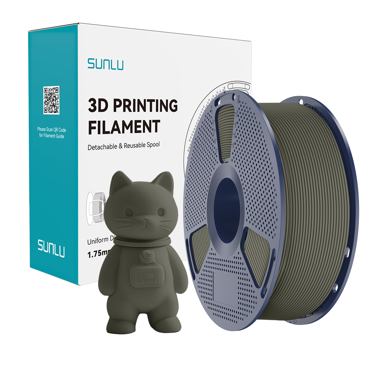 Filament SUNLU PLA Matte Clay Szary Gliniany 1kg 1,75mm