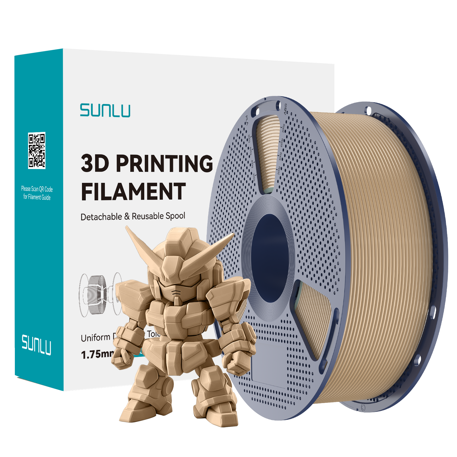 Filament SUNLU Pla+2.0 Oak Brązowy Dębowy 1kg 1,75mm