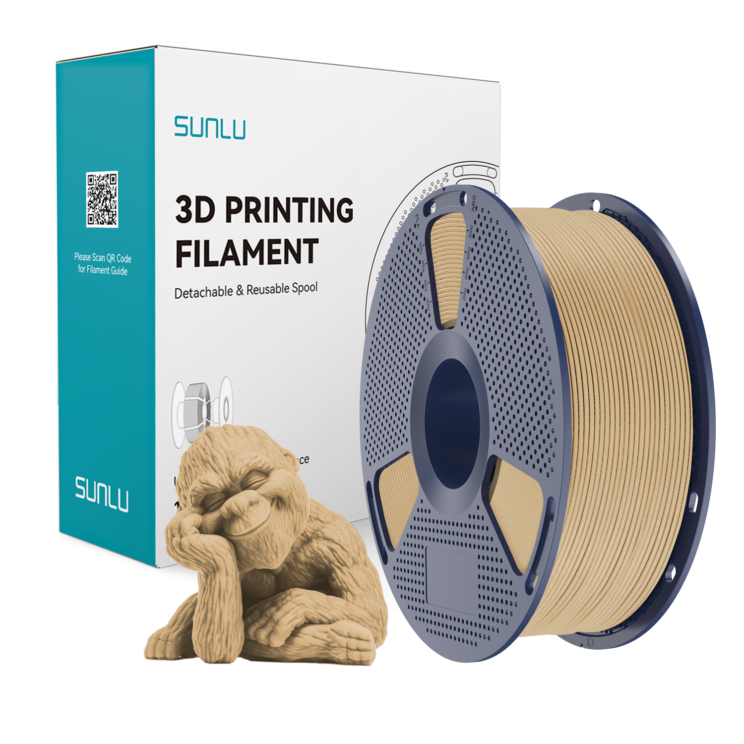 Filament SUNLU PLA Wood Maple Wood Drewno Klonowe 1kg 1,75mm