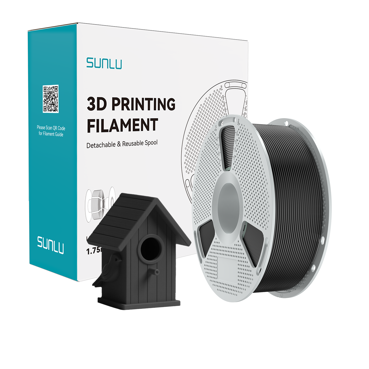 Filament SUNLU ASA Black Czarny 1kg 1,75mm