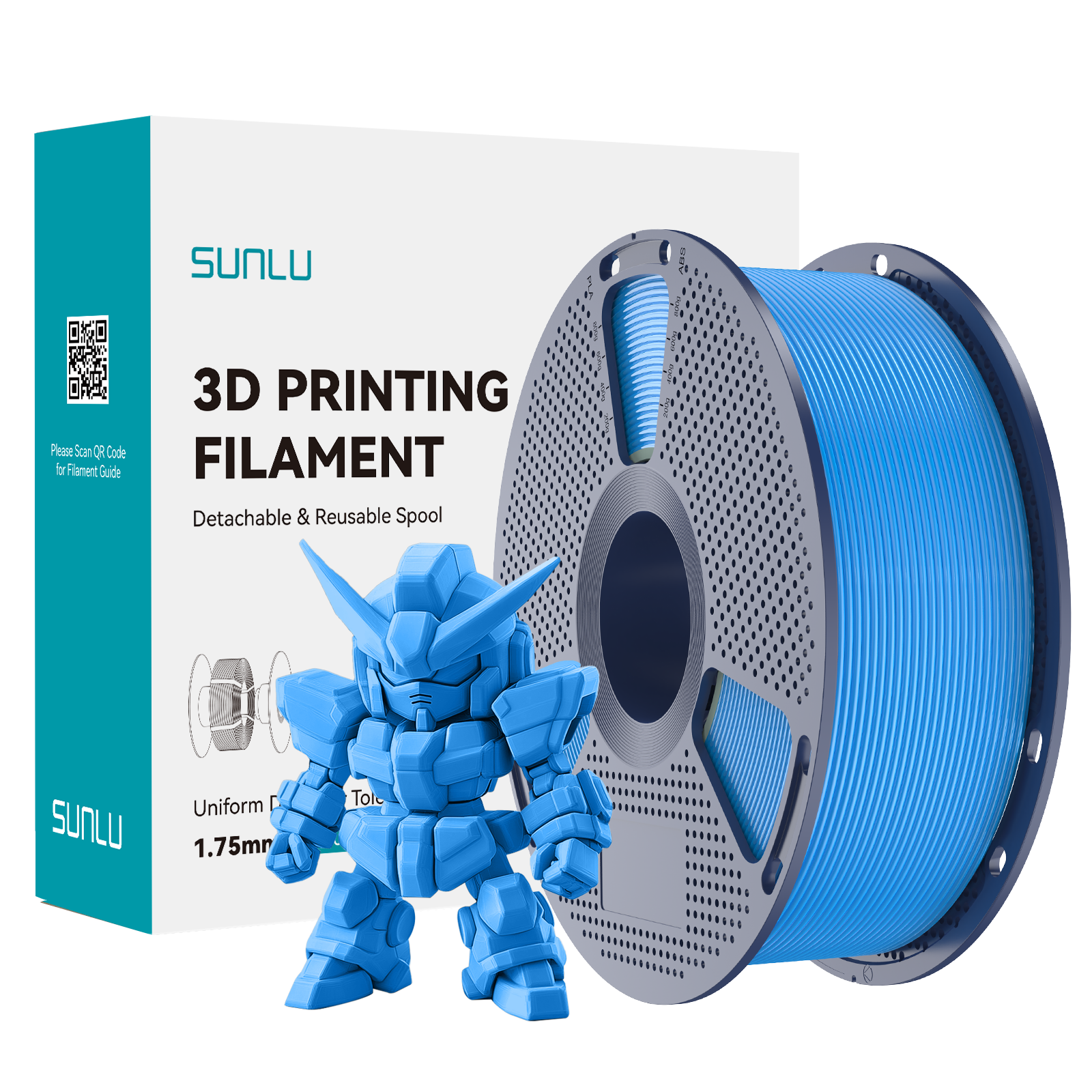 Filament SUNLU Pla+2.0 Cyan Cyjan 1kg 1,75mm