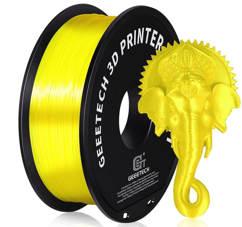Filament Geeetech Silk PLA Yellow 1.75mm 1kg - żółty, jedwabisty połysk