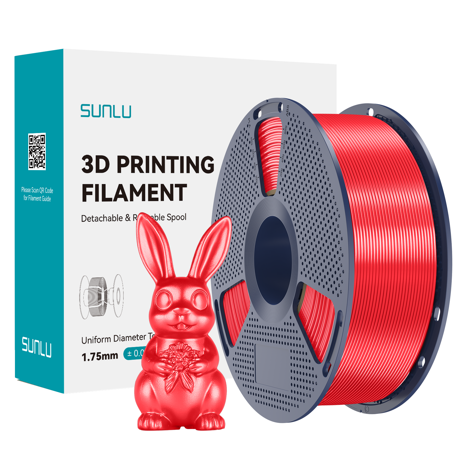 Filament SUNLU Silk PLA+ Red Czerwony 1kg 1,75mm