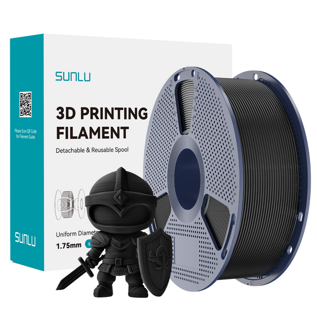 SUNLU PLA+ Black — pakiet 4 × 1 kg, 1,75 mm