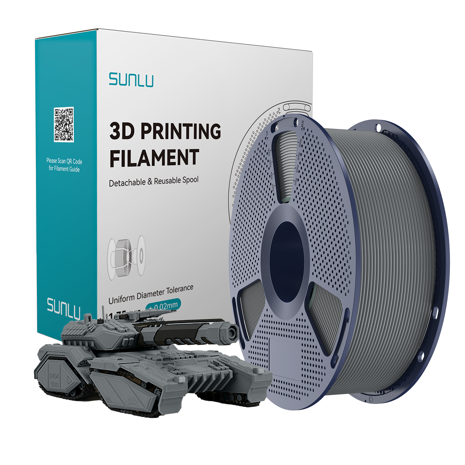 Filament SUNLU PLA Grey Szary 1kg 1,75mm