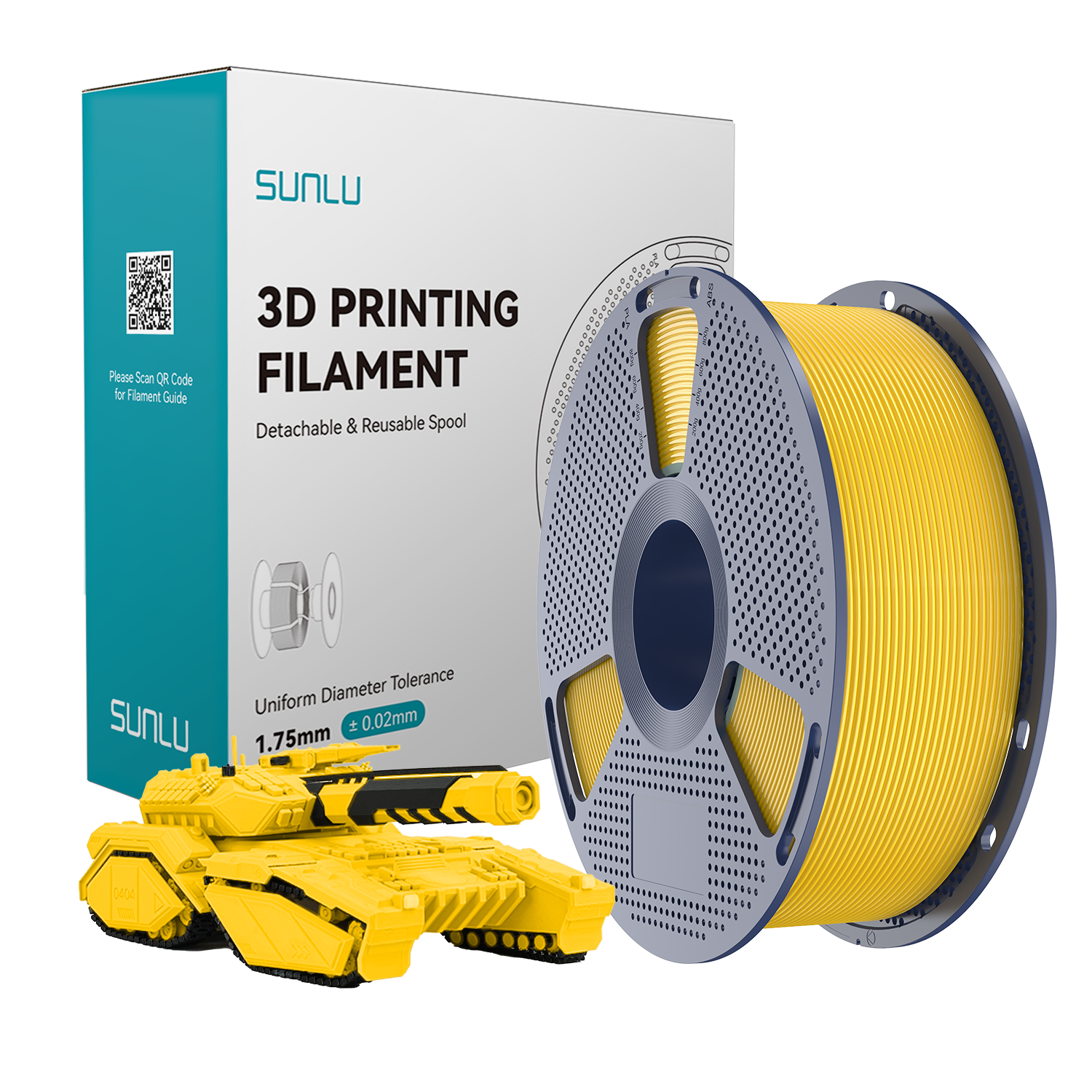 Filament SUNLU PLA Vivid Yellow Żółty Jaskrawy 1kg 1,75mm