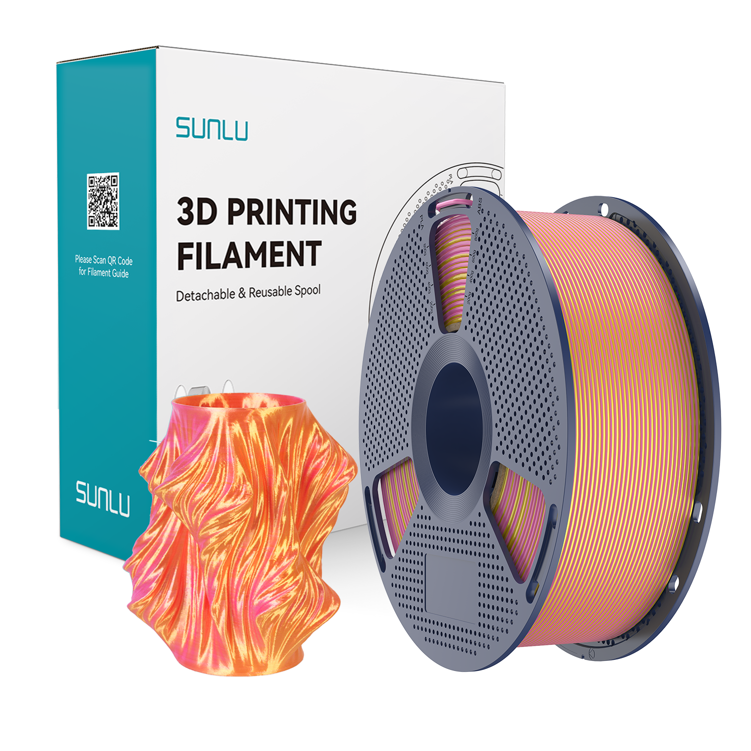 Filament SUNLU Silk PLA+ Dual-color Pink Gold Różowo-złoty Dwubarwny 250g 1,75mm