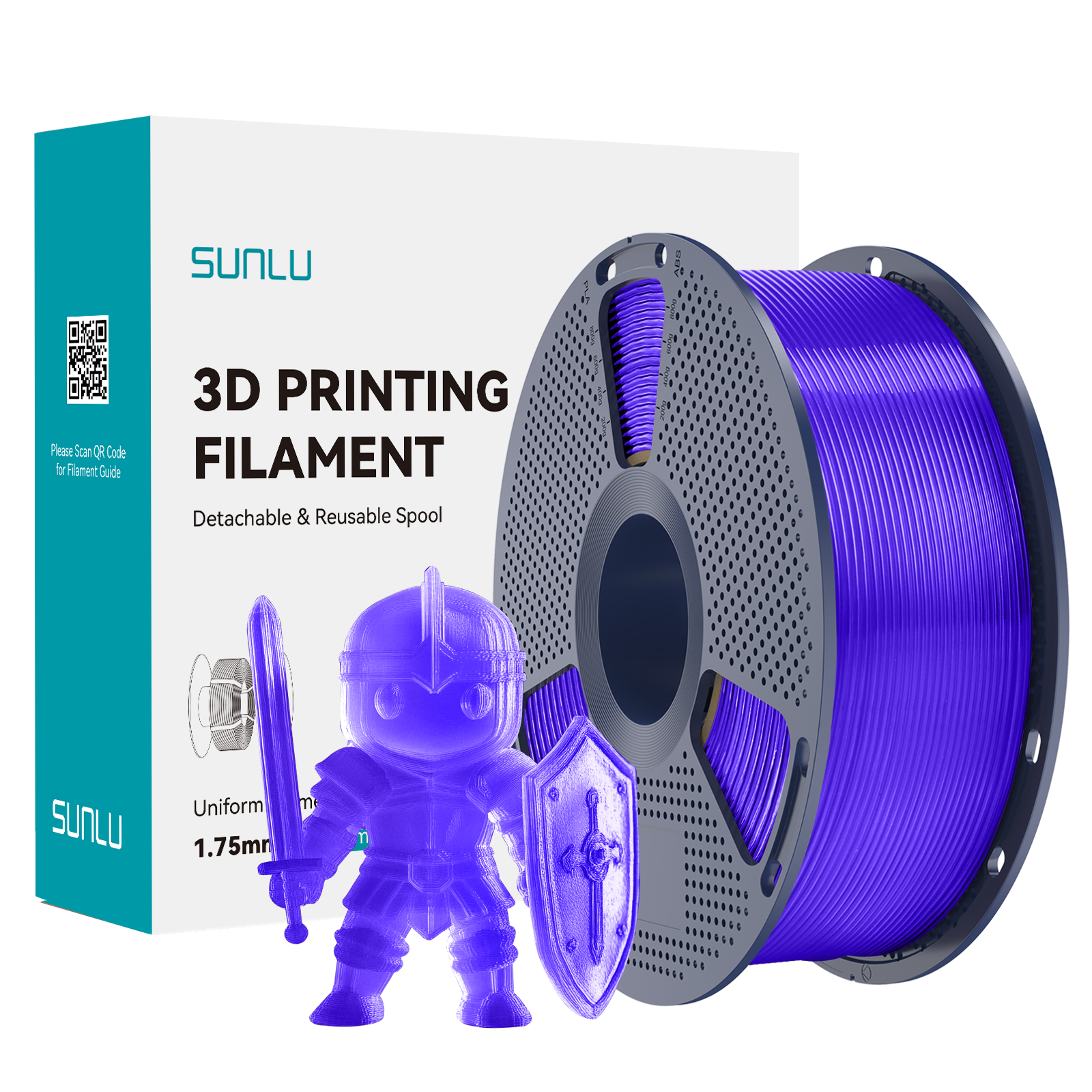 SUNLU PLA+ Transparent Purple Fioletowy Transparentny – zdjęcie produktu