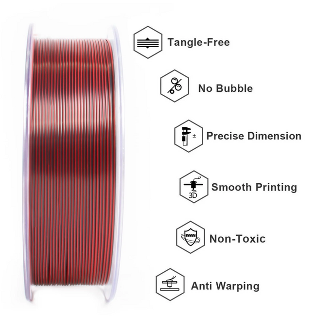 Filament Geeetech Tricolor Silk PLA Red Gold Black Trójbarwny 1kg 1,75mm