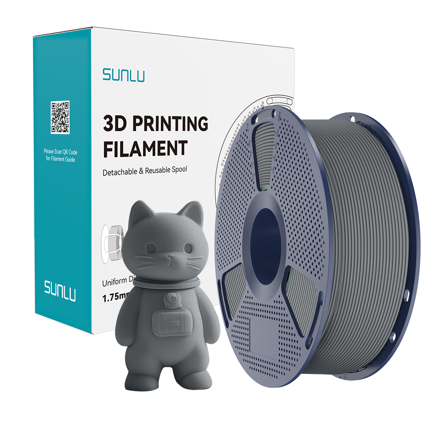 Filament SUNLU PLA Matte Grey Szary 1kg 1,75mm