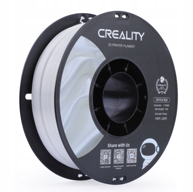 ORYGINALNY FILAMENT CR-PLA SILK CREALITY BIAŁY WHITE 1KG 1,75mm