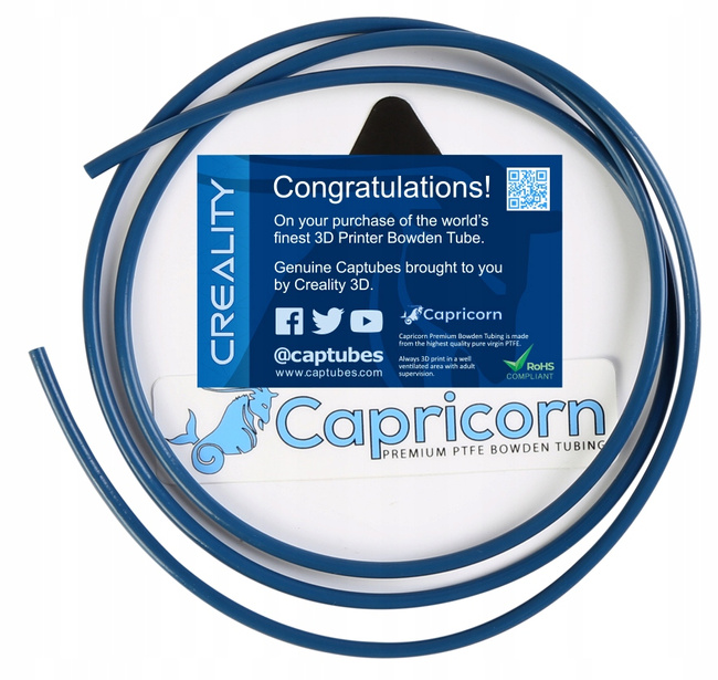 Capricorn PTFE Bowden Xs Series 1m - oryginalna rurka 1m (CXS1751M)